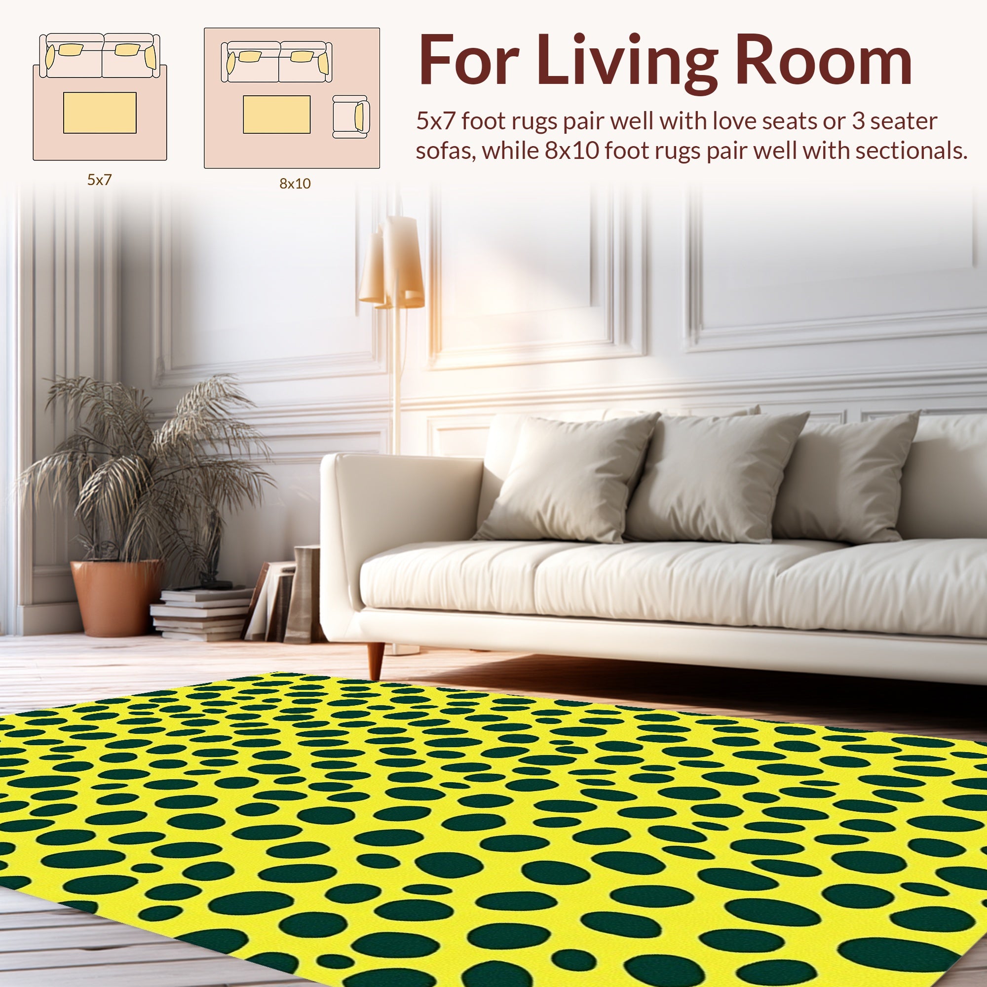 Yellow cheetah print scattered spots Rug