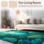 Lush Tropical Jungle Leaf Pattern Rug