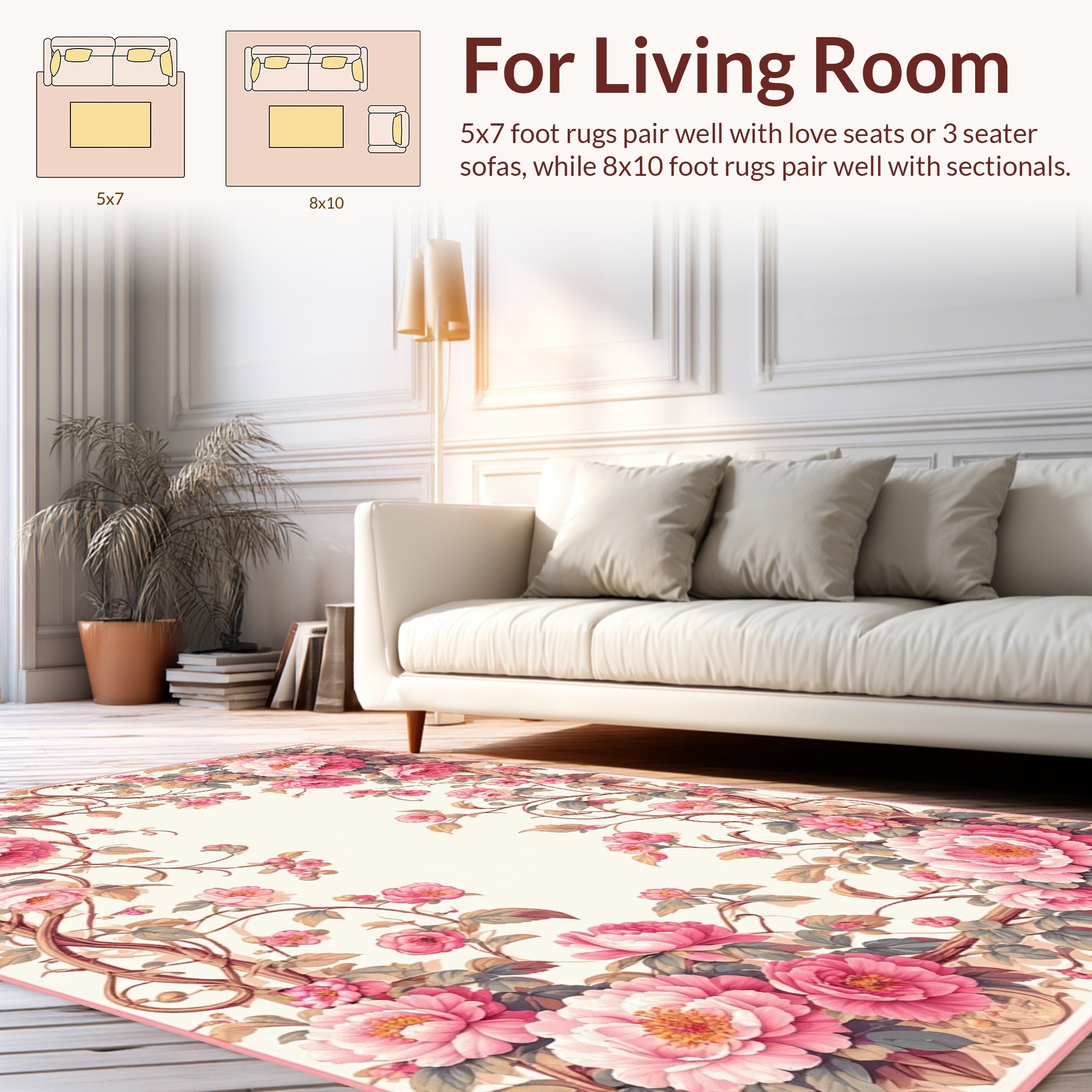 Vintage Peony Floral Vines Rug