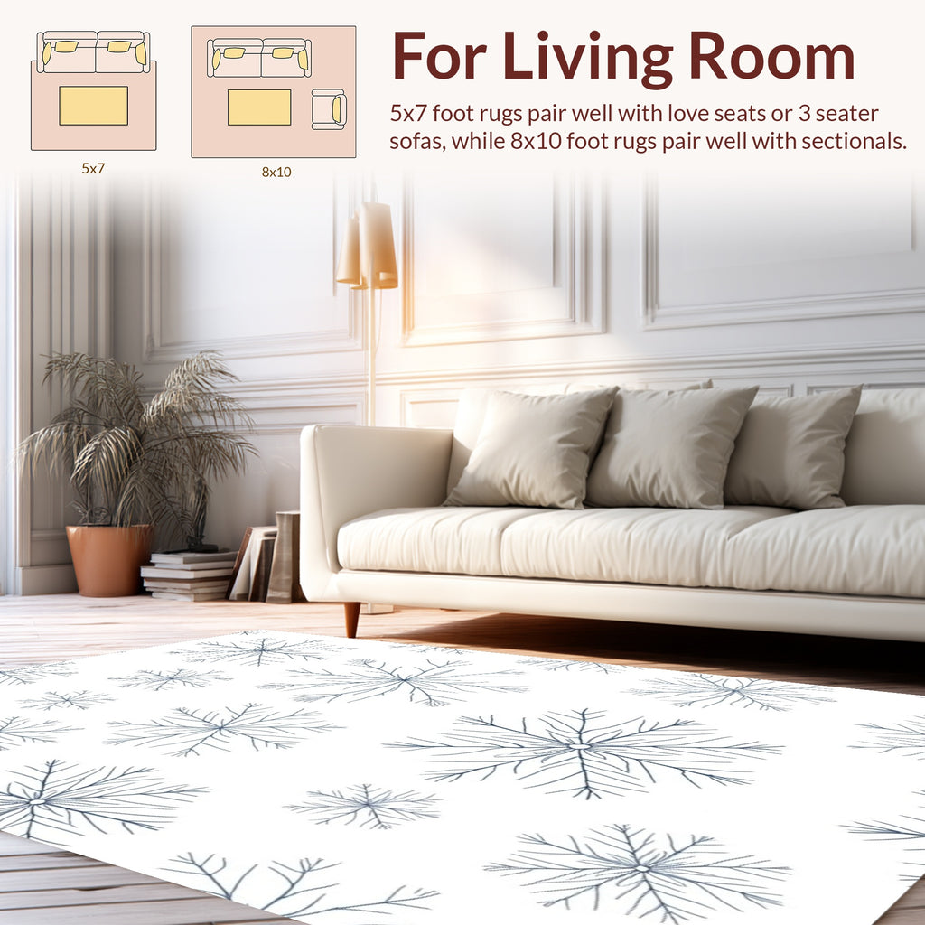 Delicate Snowflake Patterned Design Rug