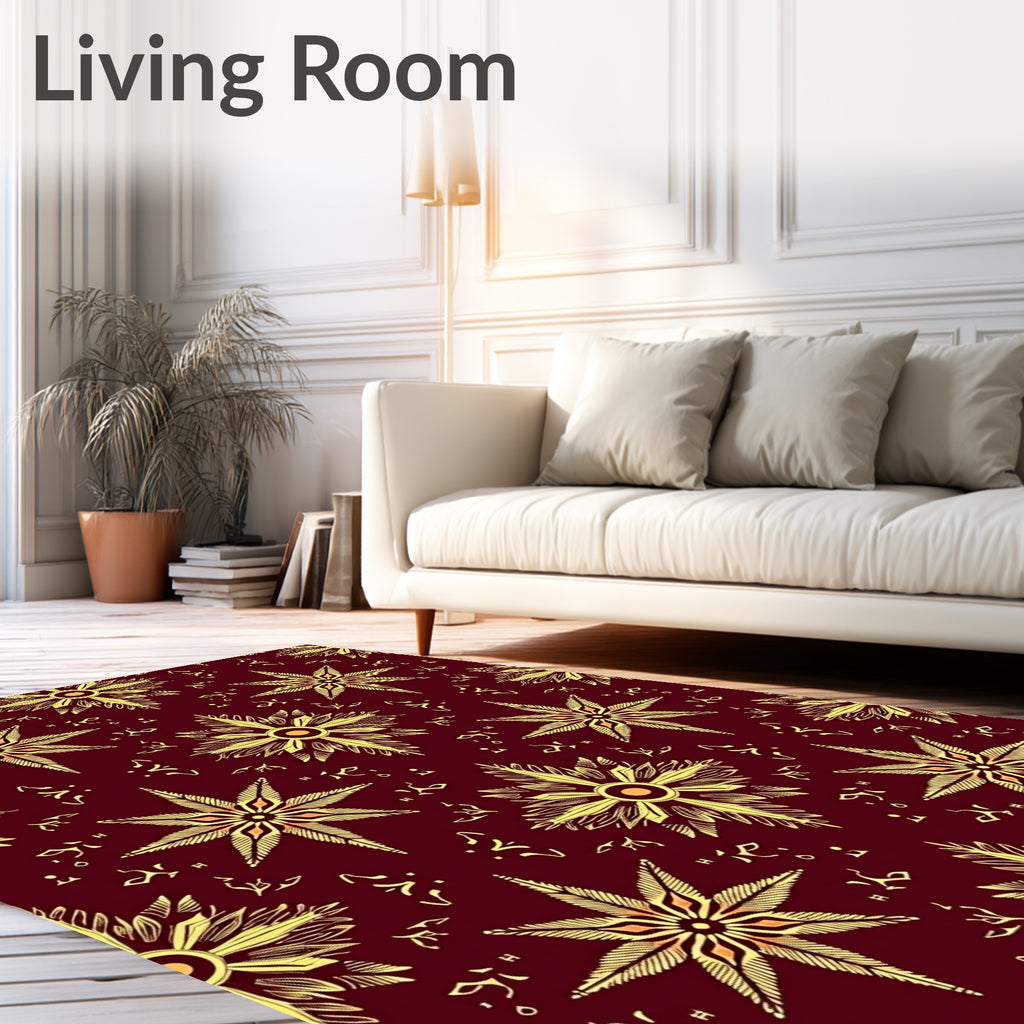 Maroon Gold Starburst Artful Medallion Rug