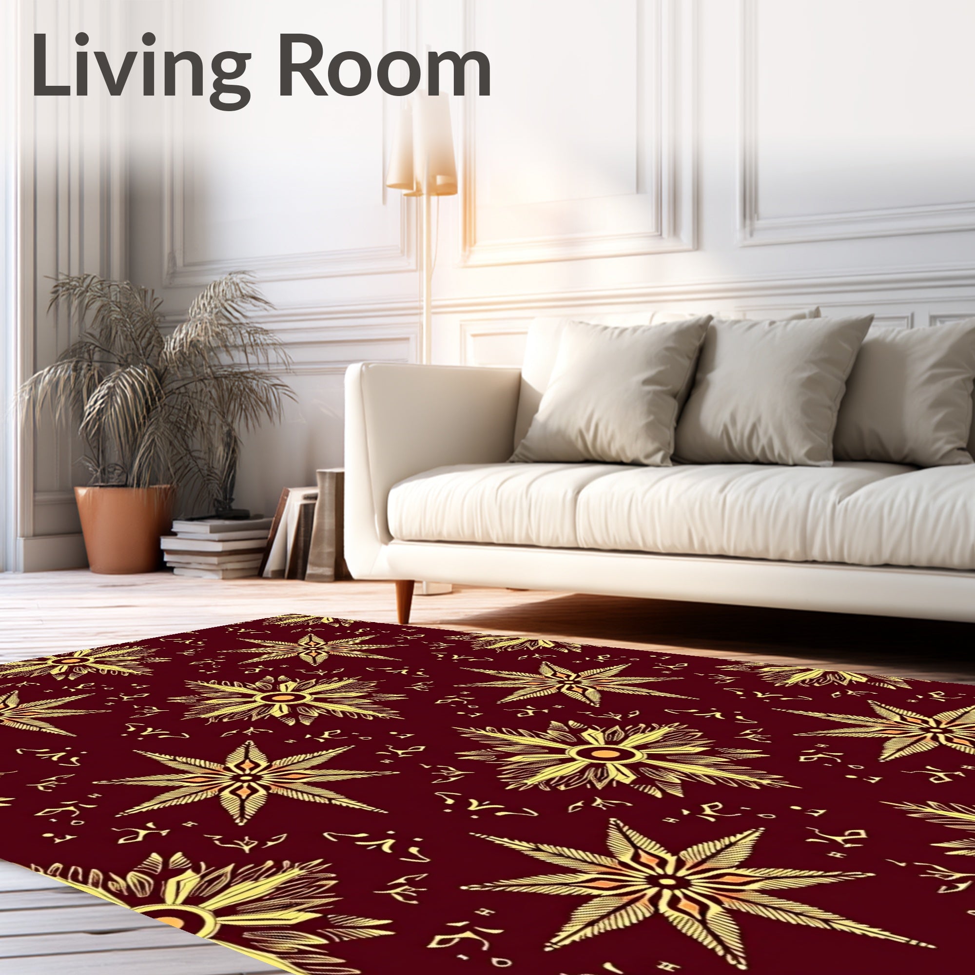 Maroon Gold Starburst Artful Medallion Rug