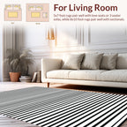 Thin Black White Striped Design Rug