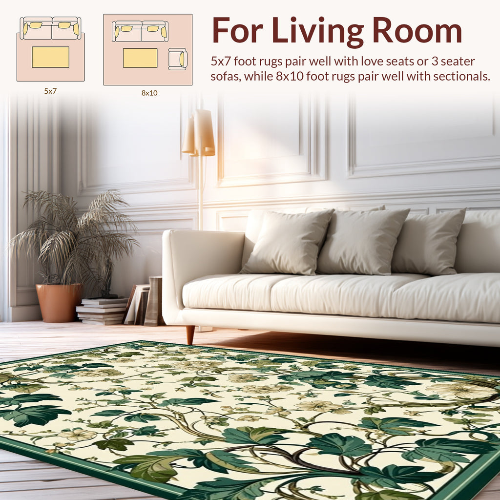 Vintage Floral Vine Art Pattern Rug