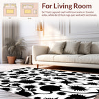 Abstract Black Spiky Organic Pattern Rug