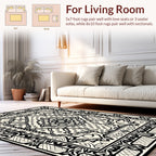 Intricate Black Geometric Symmetry Rug