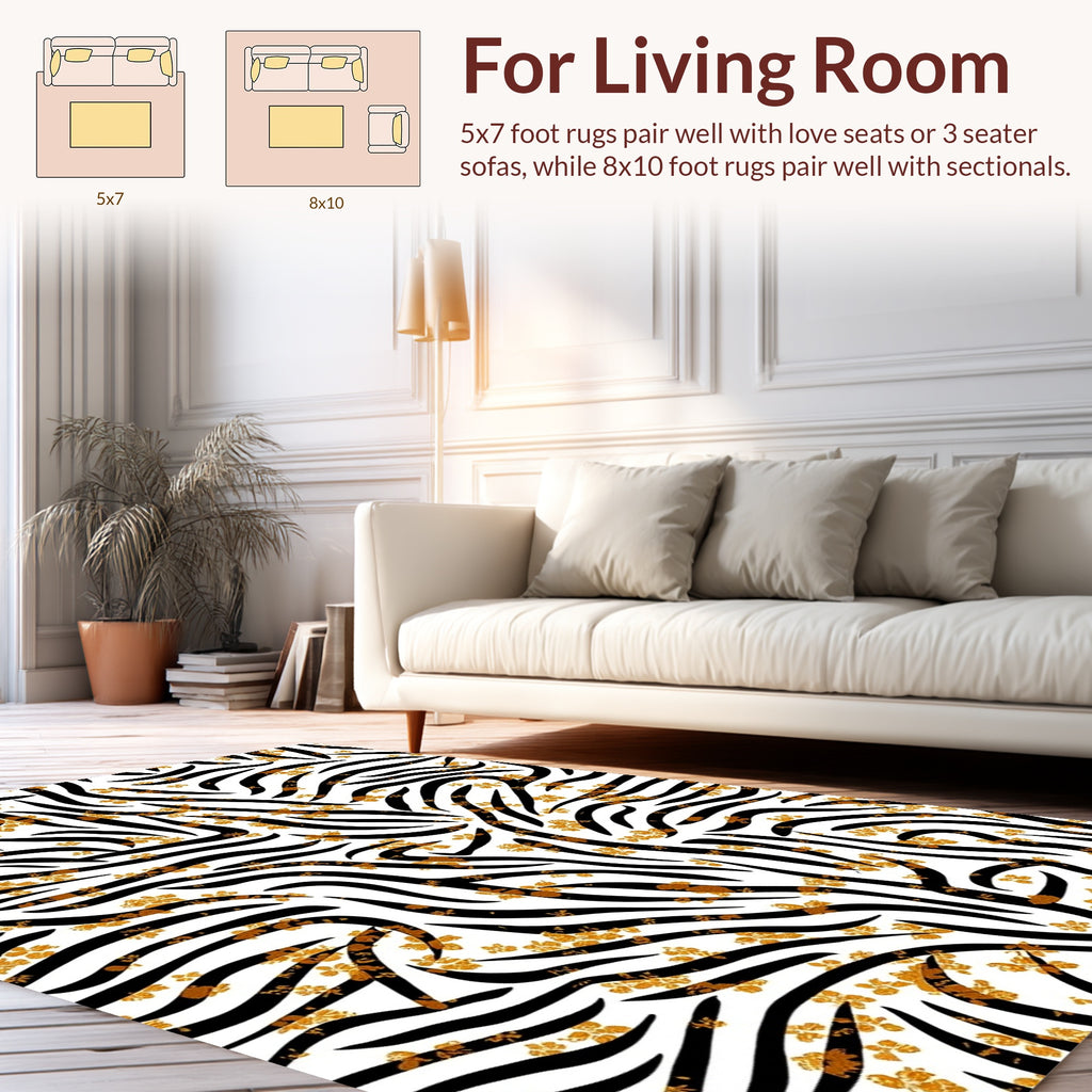 Abstract Zebra Floral Pattern Design Rug