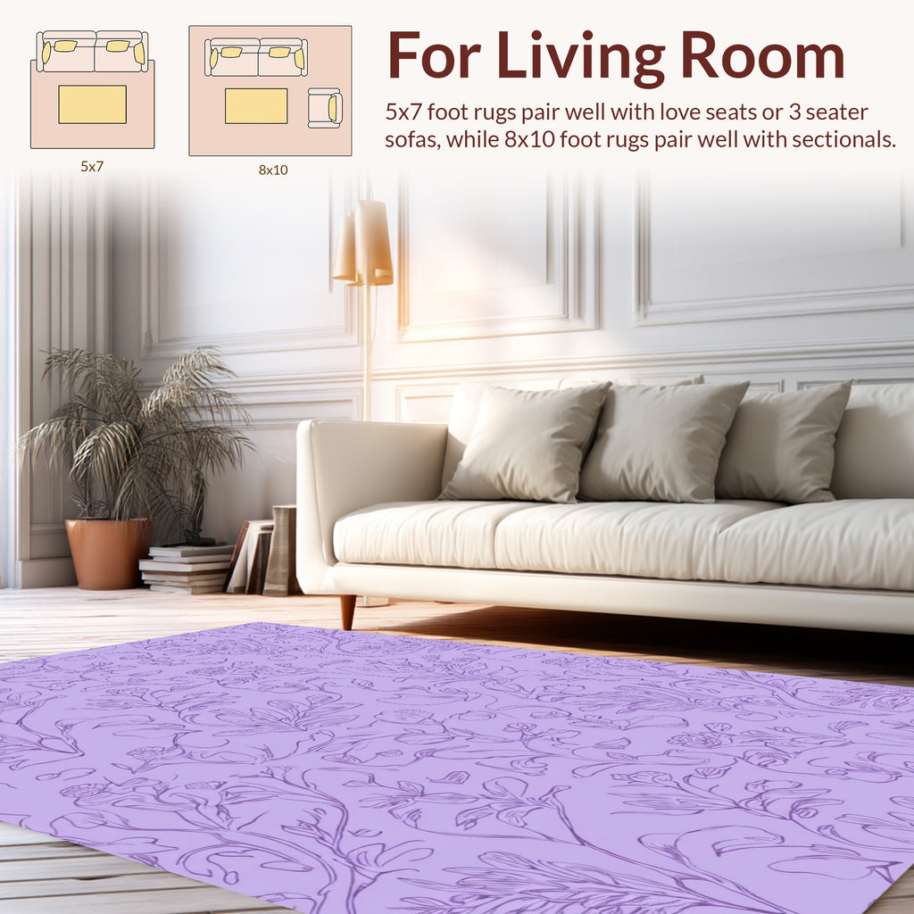 Botanical Sketch Floral Pattern Rug