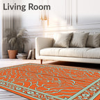 Orange Cyan Vine Mandala Rug