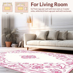 Elegant Pink Floral Swirls Design Rug