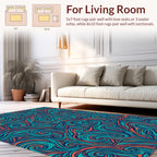 Teal Orange Swirl Vintage Pattern Rug