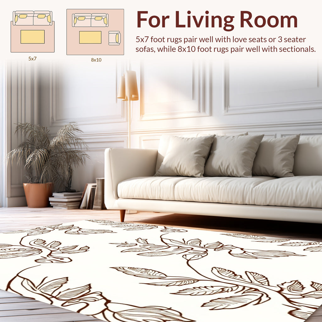 Outline Botanical Vine Pattern Rug