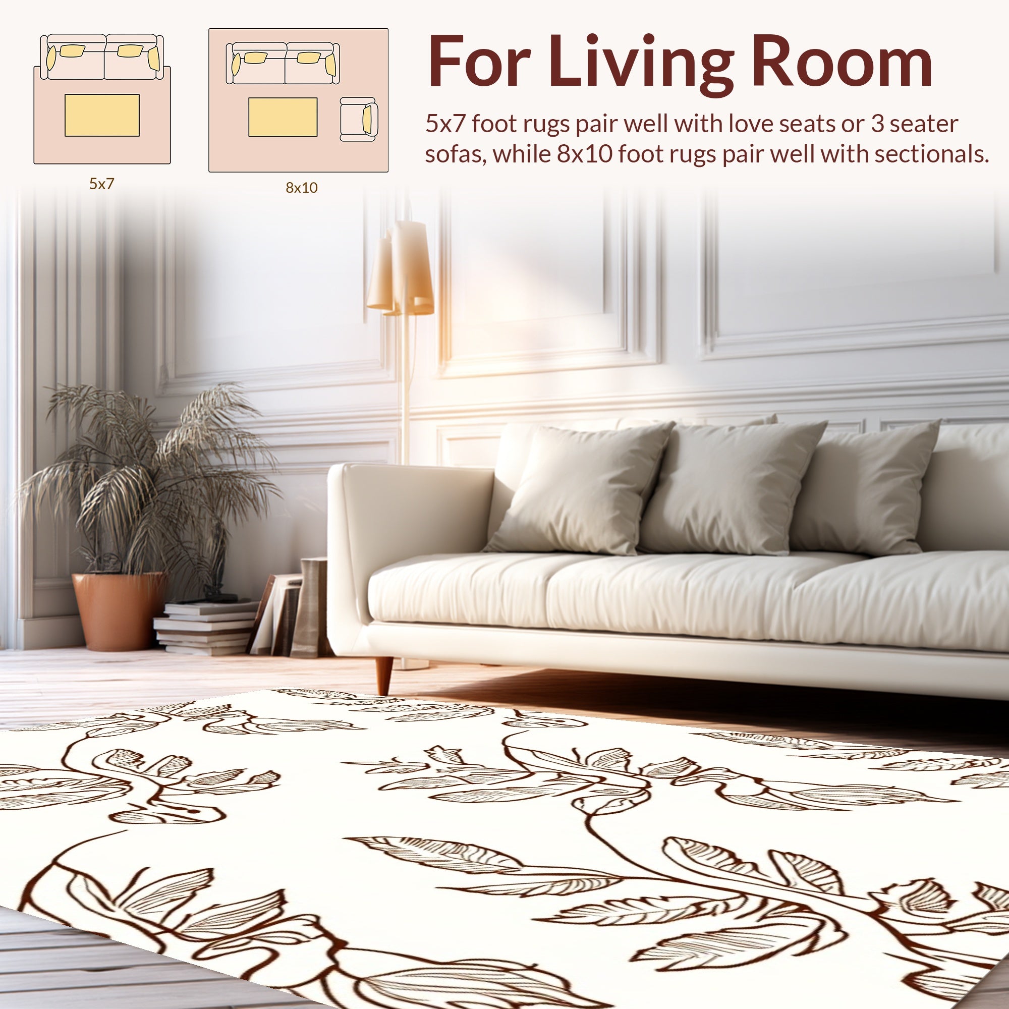Outline Botanical Vine Pattern Rug