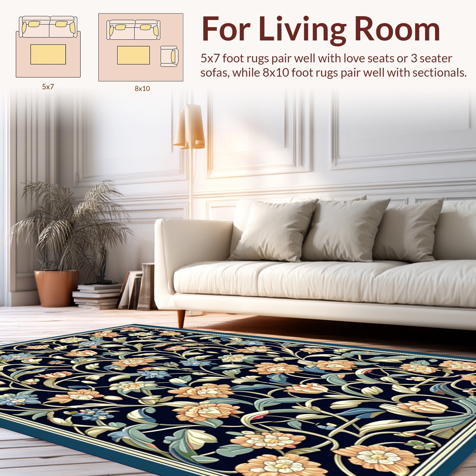 Ornate Floral Garden Pattern Rug