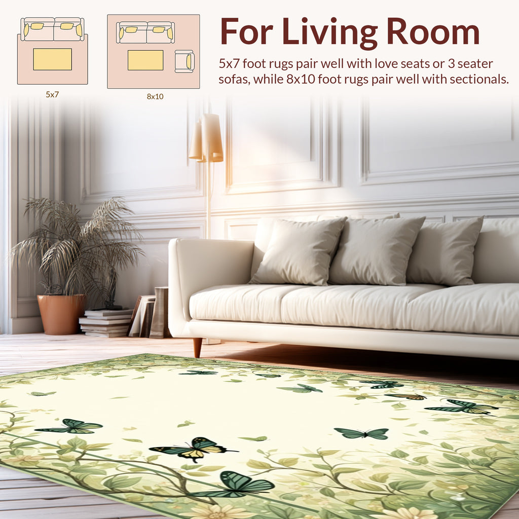 Whimsical Butterfly Blossom Garden Rug