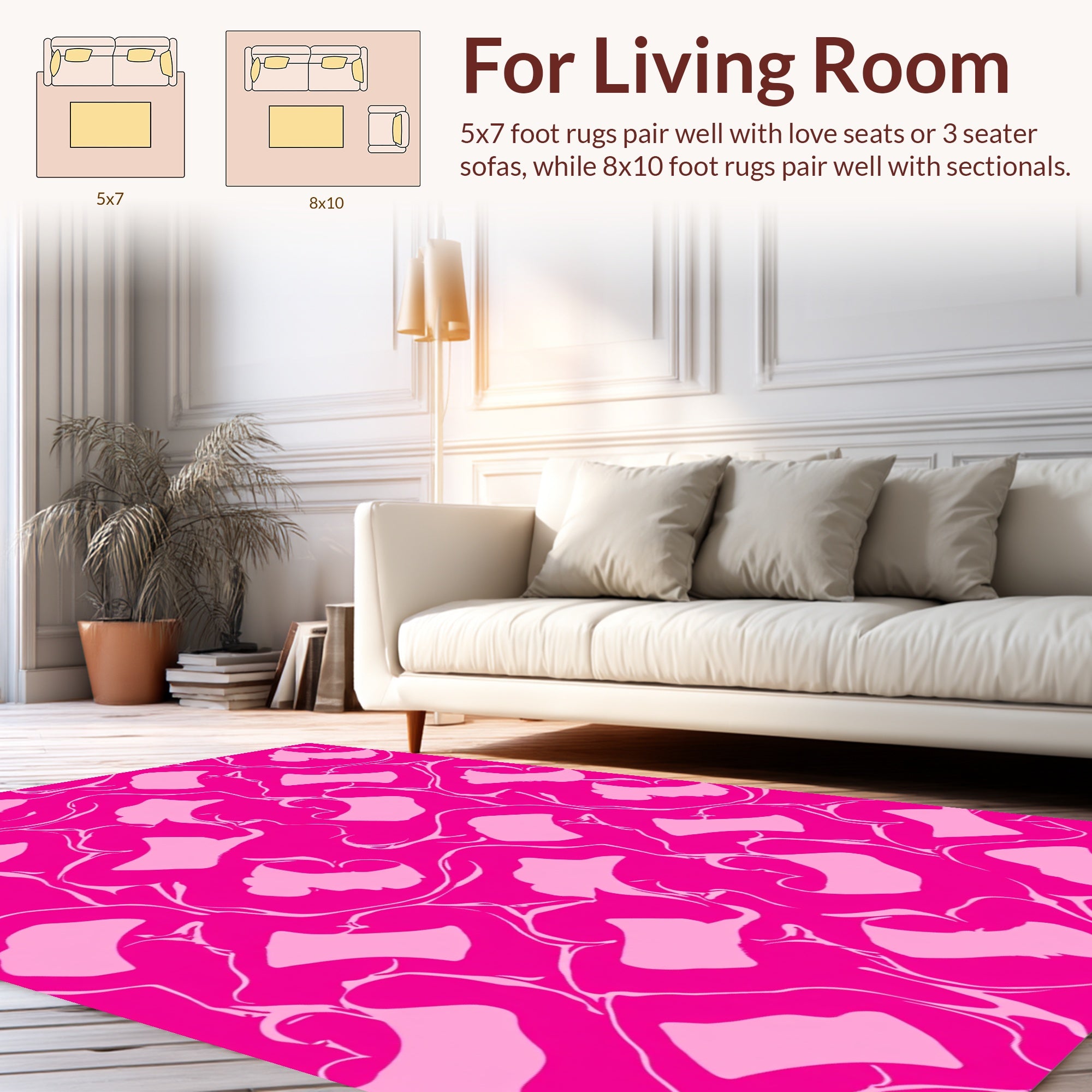 Abstract Pink Flowing Swirls Rug