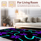 Bold Purple Floral With Teal Swirls Rug