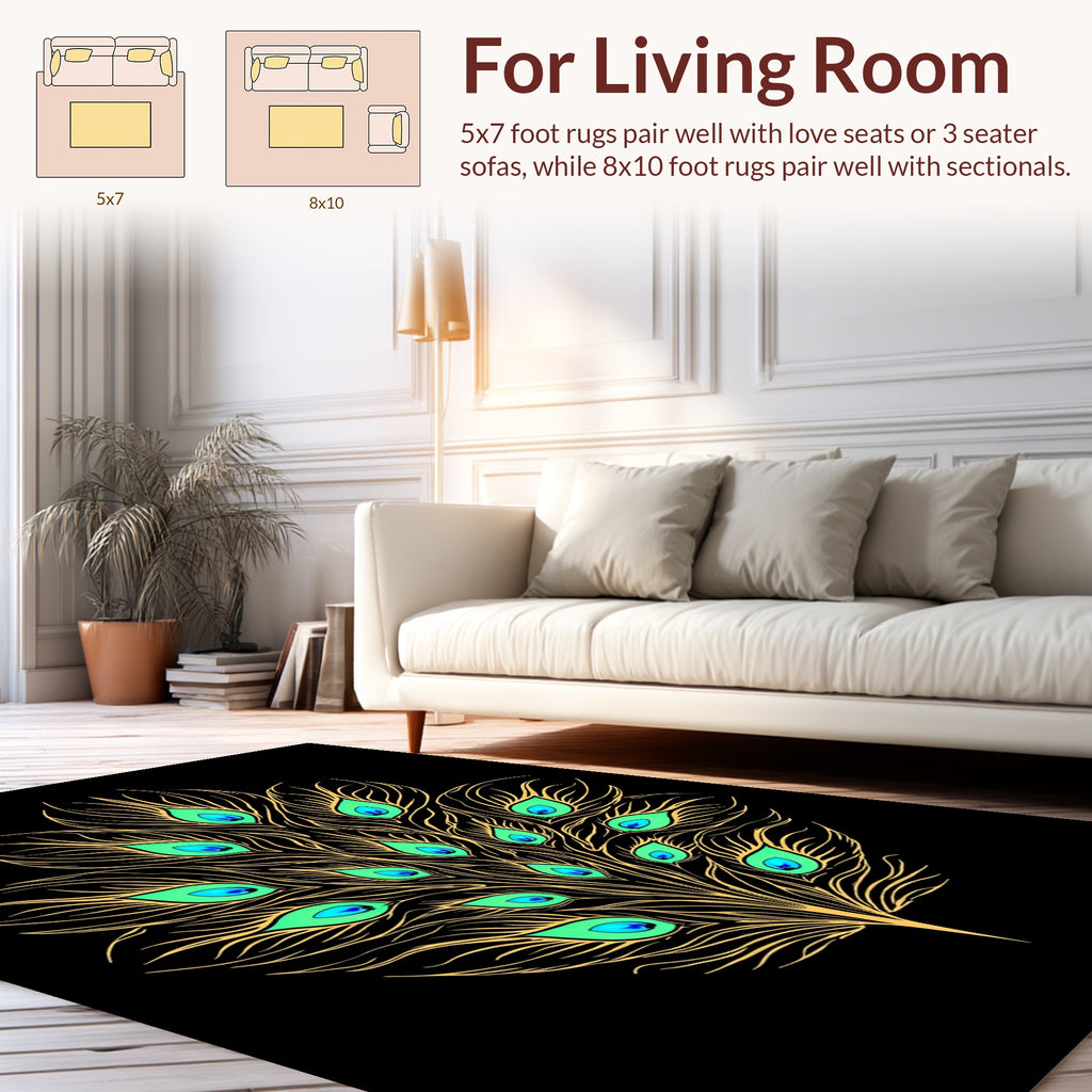 Peacock Feather Inspired Emerald Design Rug