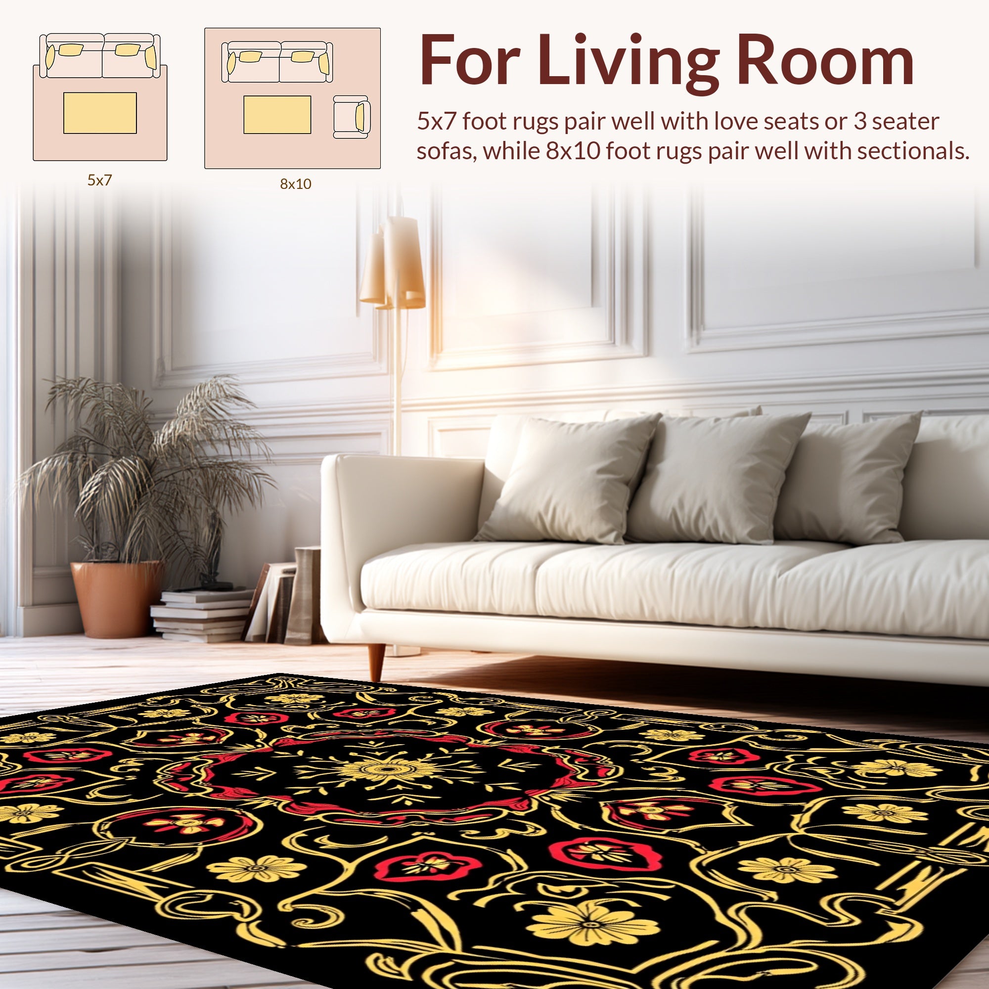 Ornate Floral Scrollwork Medallion Design Rug