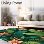 Lush Tropical Floral Leafy Design Rug