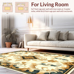 Gold And Blue Floral Medallion Design Rug