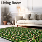 Overgrown Maze With Greenery Design Rug