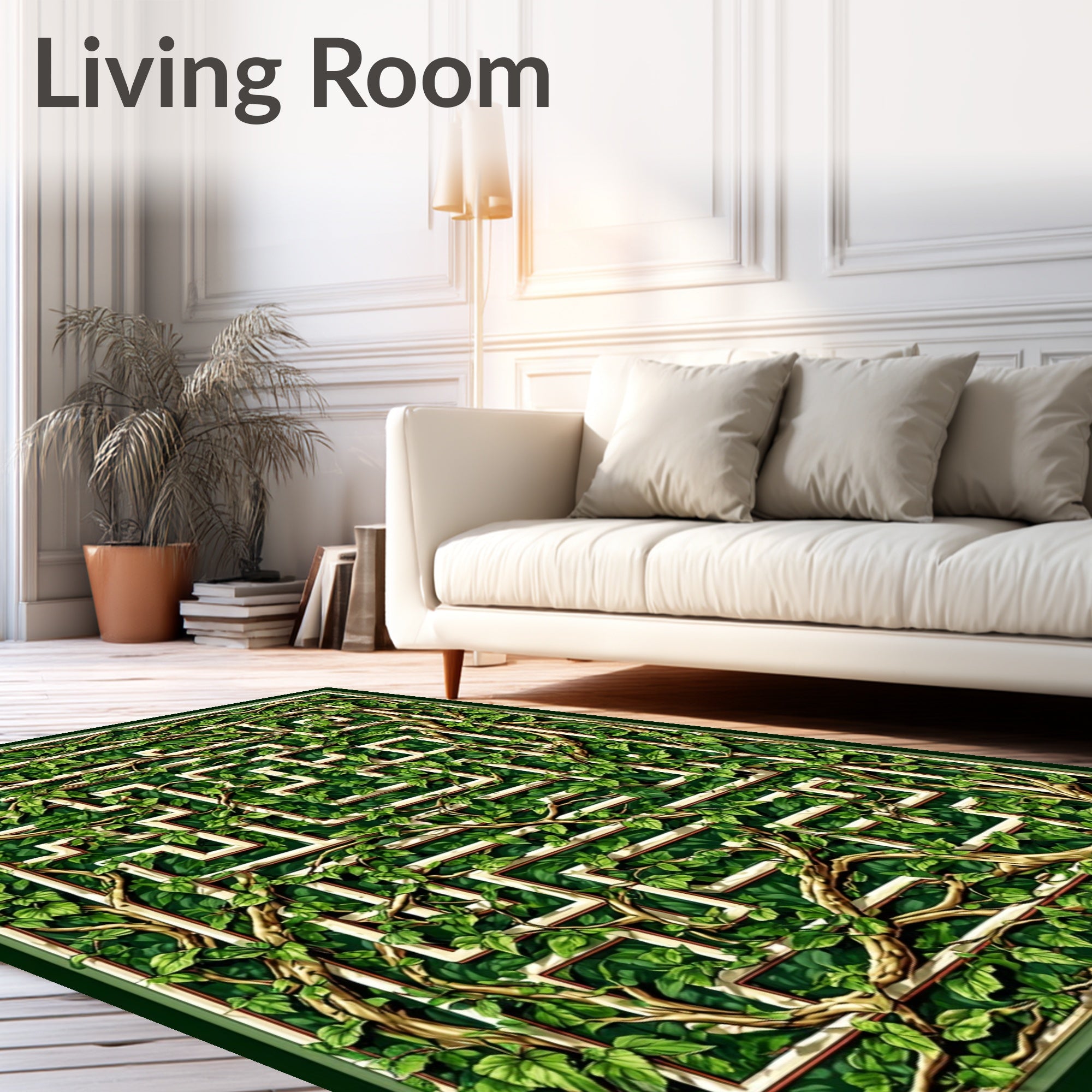 Overgrown Maze With Greenery Design Rug