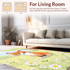 Cute Orange Cat Amongst Daisies Rug
