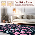 Pink Butterfly Floral Garden Print Rug
