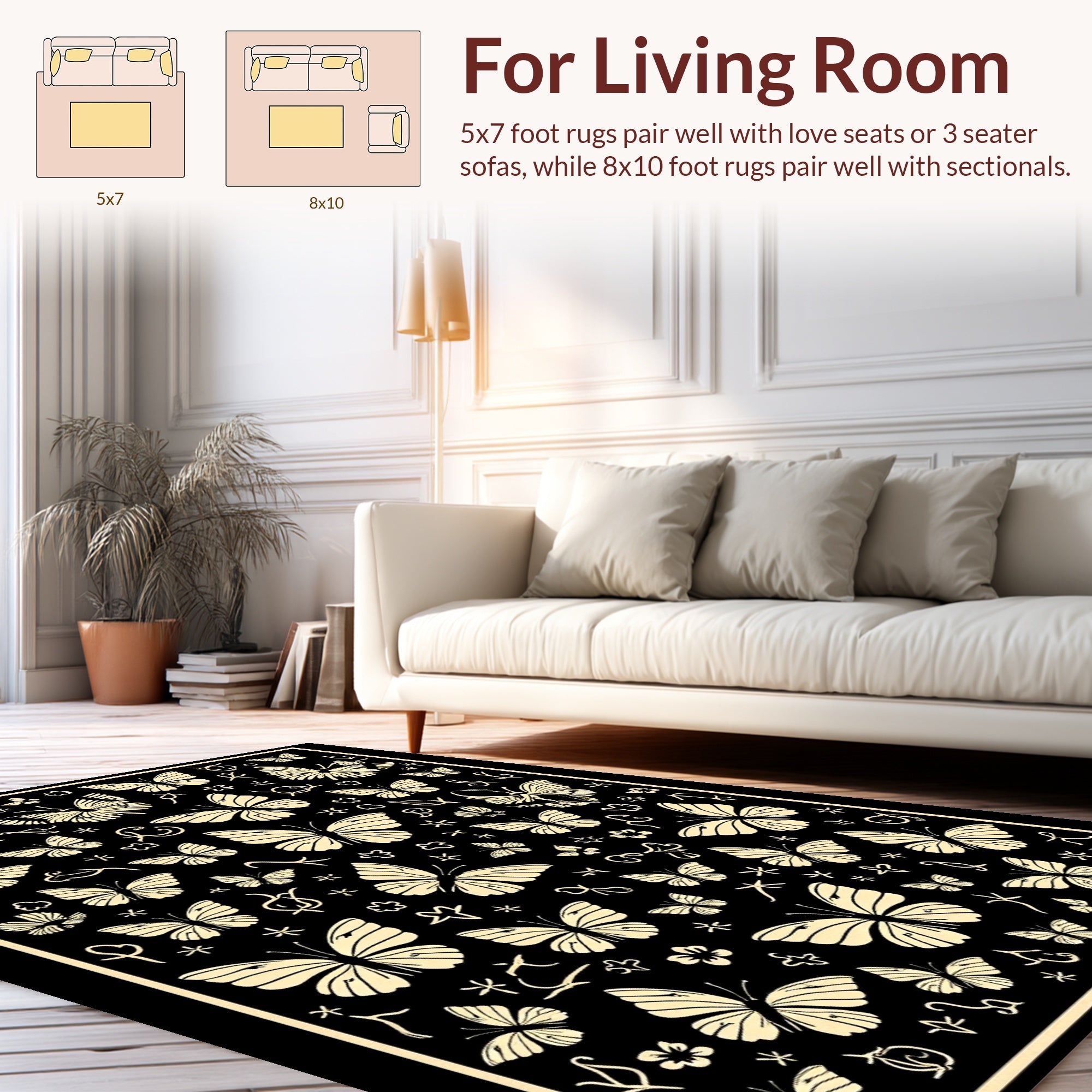 Whimsical Butterflies With Floral Accents Rug