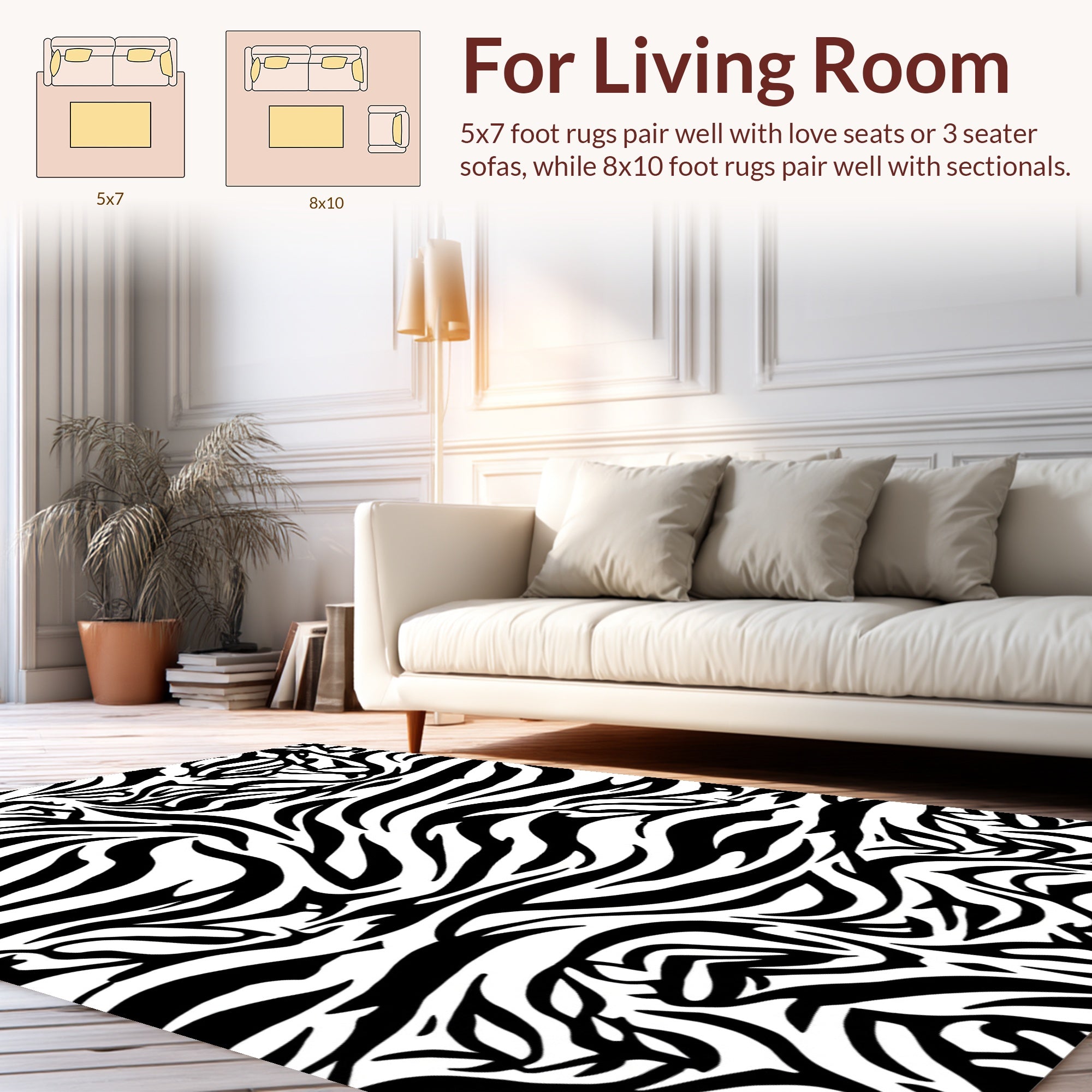 Bold Black and White Zebra Stripes Rug