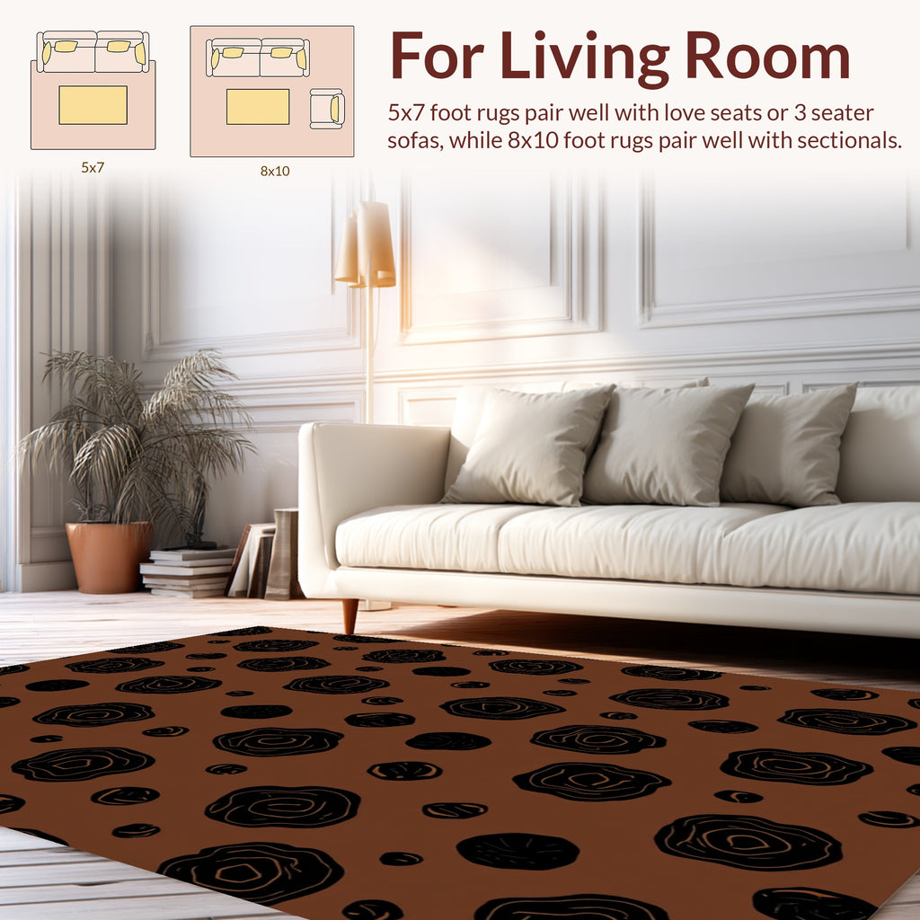Textured Blossom With Circles Pattern Rug