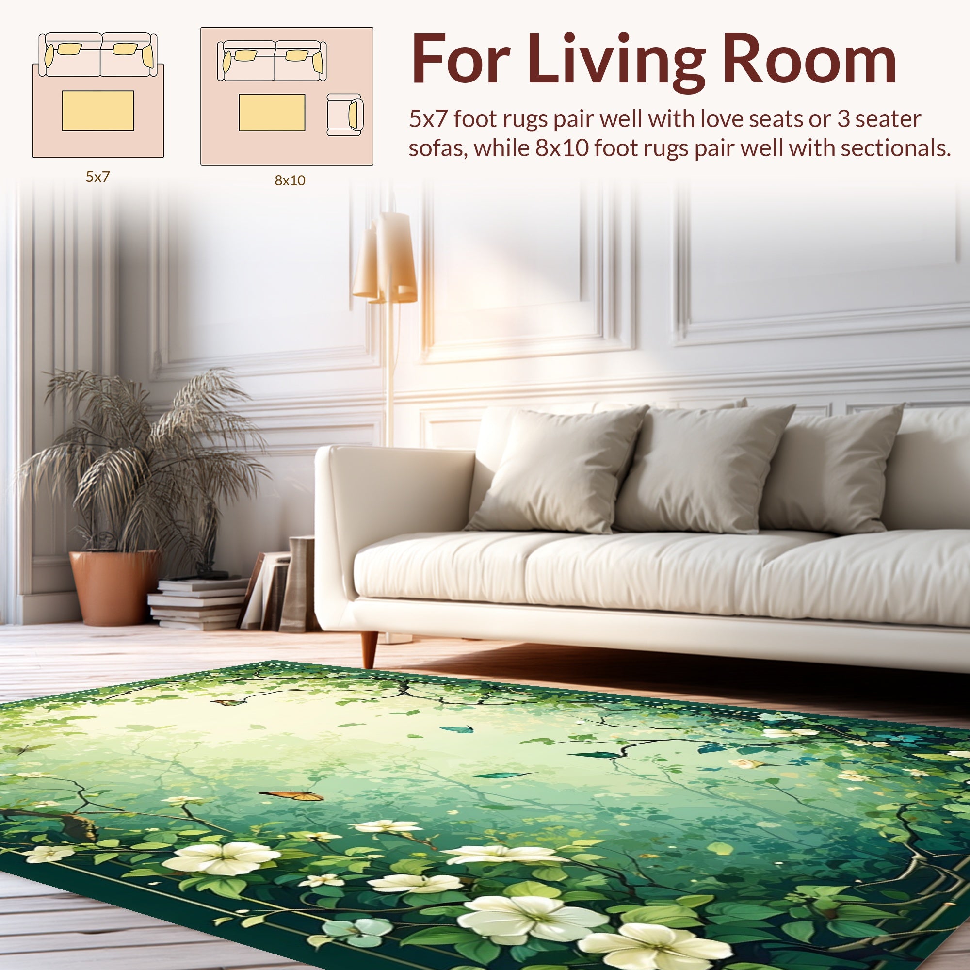 Enchanted Forest Butterflies Blossoms Rug