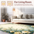 Romantic White Floral Botanical Vine Rug