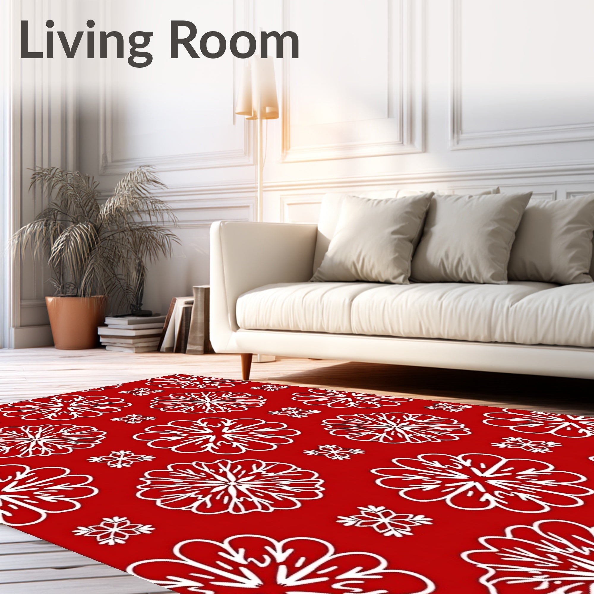 Bold Red Snowflake Scatter Rug