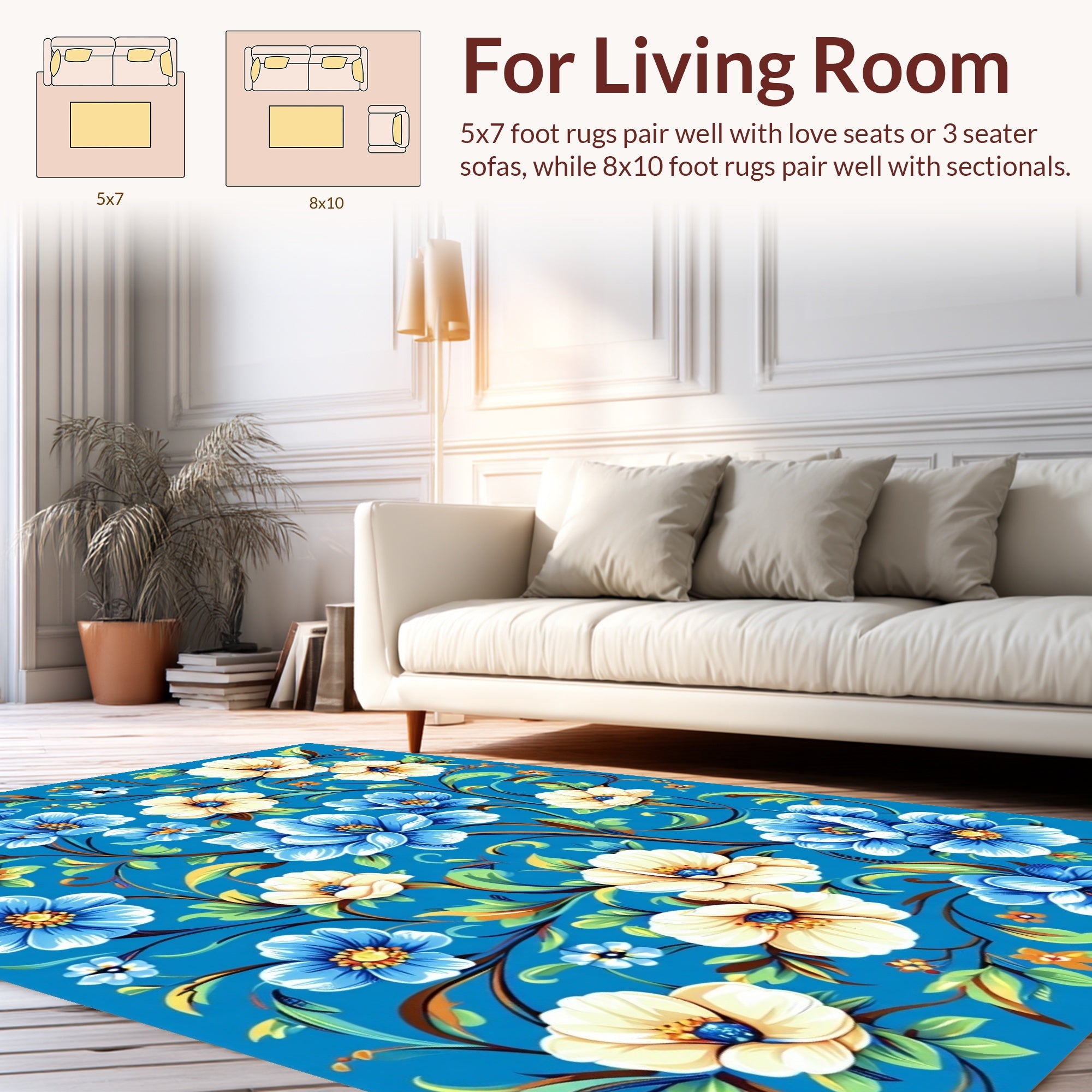 Vibrant Floral Vines Patterned Rug