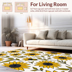 Golden Yellow Sunflower Botanical Pattern Rug