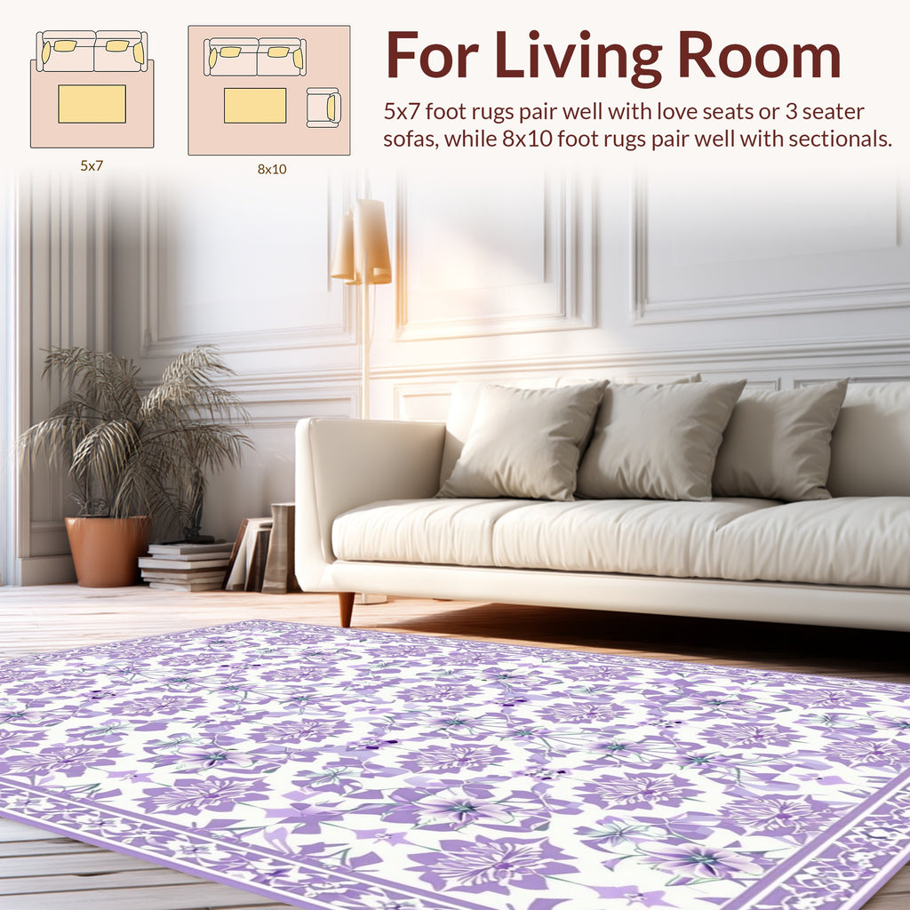 Lavender Floral Symmetry Pattern Rug