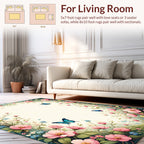 Vibrant Butterfly Floral Garden Pattern Rug