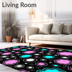 Pink Cyan Floral Whimsical Patchwork Rug