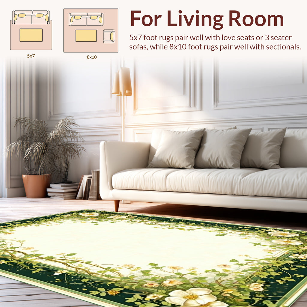 Whimsical Floral Vine Garland Rug