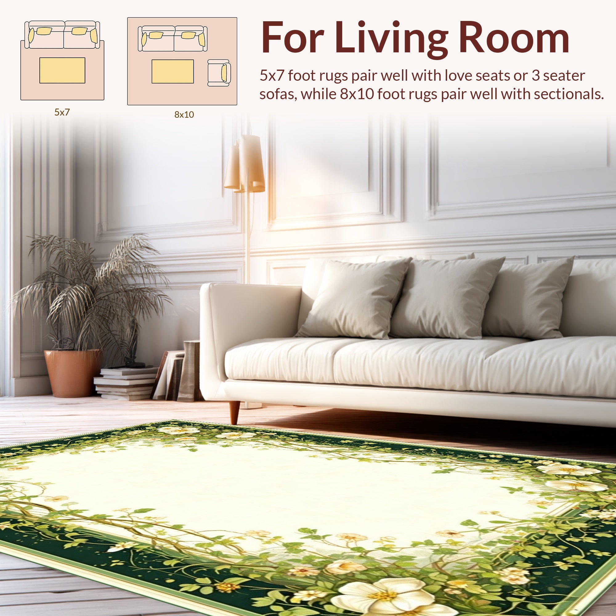 Whimsical Floral Vine Garland Rug