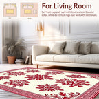 Classic Red Blossom Detailed Pattern Rug