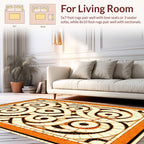 Ornate Swirl Graphic With Orange Border Rug