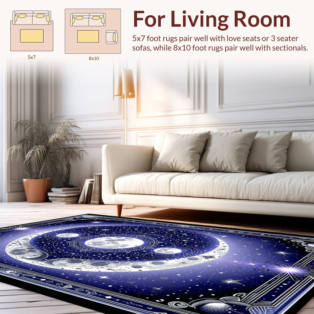 Celestial Moon Star Pattern Rug