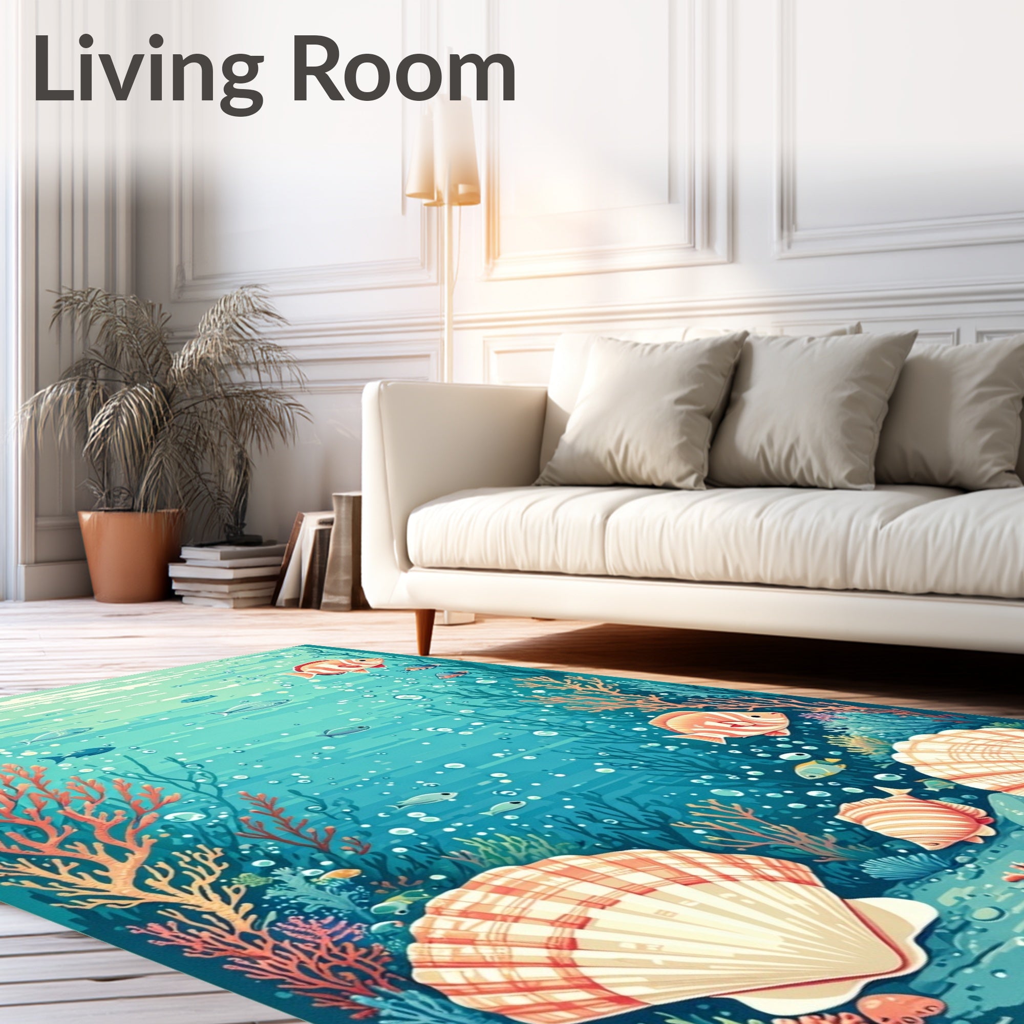 Oceanic Sea Life Coral Fish Design Rug