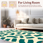 Teal Curved Segment Geometric Design Rug