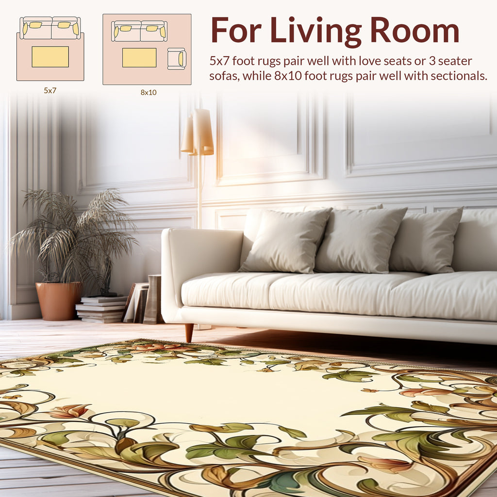 Ornate Floral Vine Pattern Rug