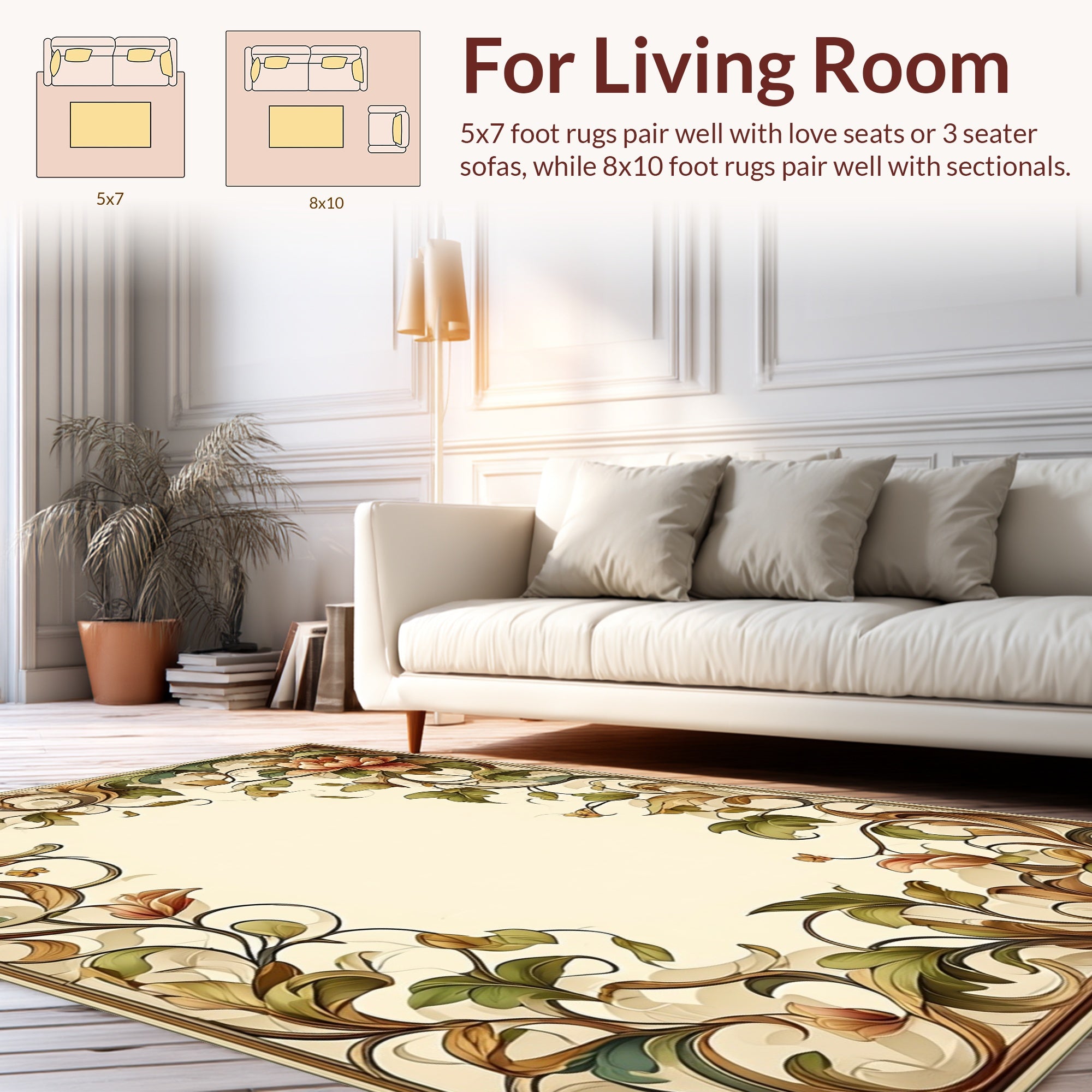 Ornate Floral Vine Pattern Rug