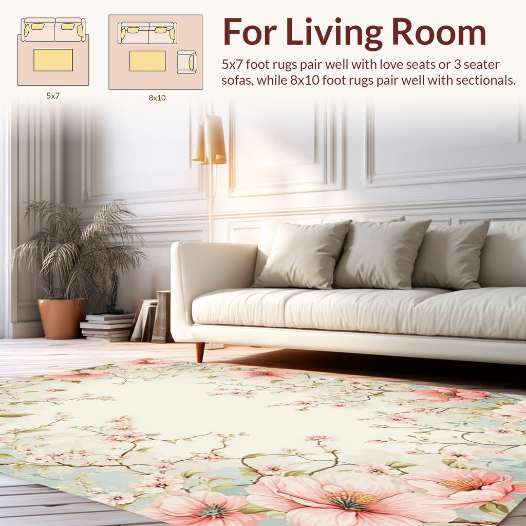 Vintage Pink Floral Vines Rug